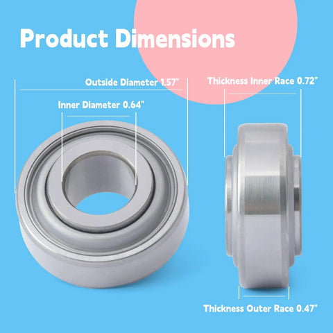 Dimensions of 203KRR2 Agriculture Bearing 0.64 Inch Bore Replacement showing diameter and thickness measurements on blue background