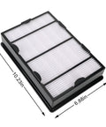Replacement HEPA Filter Set For HAPF600 Series Air Purifiers Easy Swap With 3 H13 True HEPA And 6 Carbon Filters shown with dimensions.
