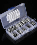 Self Tapping Threaded Inserts Kit For Metal And Stainless Steel 58 Piece Diy Tool Set For Tight, Durable Screw Reinforcement And Easy Install Beef Up Grip And Stability For Long Lasting Repairs With Stainless Steel Build And Quick, Clean Install, 58-piece kit in storage box