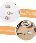 Clock Movement Nut Set With Washers 14 Pcs Replacement Parts Kit showing metal nuts and washers for DIY repair with text "Material: Metal, Rubber" and "Easy to Install".