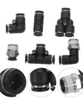 Beaupretty Pneumatic Tube Kit With Quick Coupling For 3/8 Inch Npt Male Straight Elbow Tee Connector Nickel Plated Copper And Plastic Air Hose Fittings on white