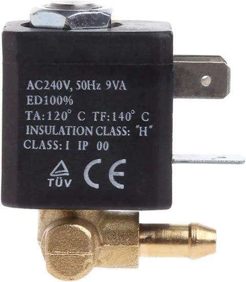 Heavy Duty Brass Solenoid Valve For Coffee Machines G1/8 Cannula Connection Normally Closed Ac 230V, compact design with electrical connections.