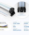 40W IP66 Explosion Proof LED Machine Light For CNC And Industrial Work Tubes with wiring and measurements shown