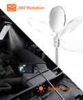Magnetic Telescoping Pickup Tool Set With 15 Lb And 1 Lb Pickup Rods, 360-degree mirrors, and LED light in use for auto repair