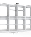 Heavy Duty 100 Inch Wood Closet System With 8 Hanging Rods, Adjustable Walk In Wardrobe Organizer with shelves.
