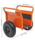 Heavy-Duty Slab Dolly Cart With 1000Lb Capacity And 10-Inch All-Terrain Tires Non-Slip Industrial Transport Dolly Built From Steel And Rubber For Durable Performance On Construction Sites Easy Moving Heavy Loads, orange steel frame with 10-inch tires and size labels