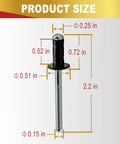 Heavy Duty Fuel Tank Door Rivet 10 Pack Gas Cap Screw Fastener Clips For Toyota dimensions detailed with size measurements.