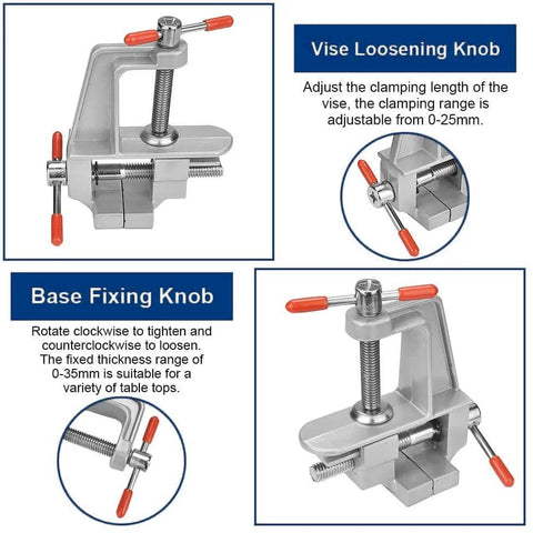 Compact Jeweler Table Clamp Vise For Hobbyists And Woodworking, Mini Bench Vise With 360 Degree Rotation, Heavy Duty Metal Work Clamp