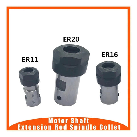 Built Tough Rock Solid CNC Motor Shaft For Milling And Boring Grinding Machines Precision Machined Steel collets ER11, ER16, ER20