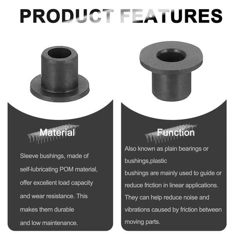 8 Pack Flanged Sleeve Bearings POM Plastic Bushings 3mm ID 4mm OD 5mm Length With 7.5mm Flange 0.7mm Thick Black Low Friction Bushing Kit
