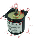 Beefy Torque Permanent Magnet Synchronous Gear Motor 110 220V AC CW CCW 80 RPM with dimension details shown
