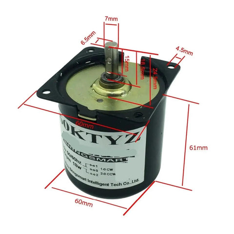 Beefy Torque Permanent Magnet Synchronous Gear Motor 110 220V AC CW CCW 80 RPM with dimension details shown