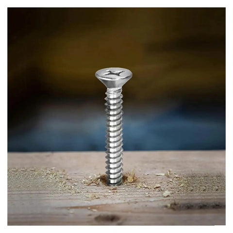 Self-tapping screw ST3.5 to ST4.2 in wood, 30 To 50 Pack Self Tapping Screws Set ST3.5 To ST4.2, Flat Head Phillips Drive, Flush Install Without Pre Drilling, Cuts Into Wood Smoothly, Ideal For Furniture Assembly And Woodworking Projects, 16mm Length.