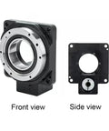 Top Shelf Cnc Hollow Rotary Indexer Powers Through 4Th And 5Th Axis Projects built tough, shown from front and side views.