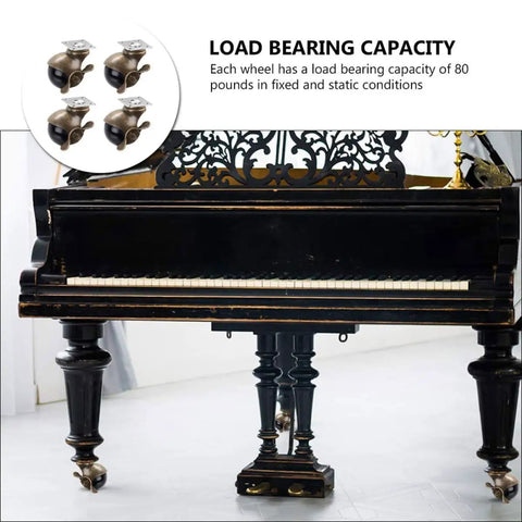 Vintage Brass Finish Plate Casters And 2 Inch Swivel Furniture Wheels Built Tough For Easy Room Refreshes on a grand piano