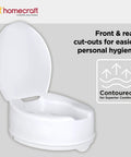 Savanah Raised Toilet Seat With Lid 6 Inch Lift For Seniors And Mobility Help No Tool Required, shown with lid open.