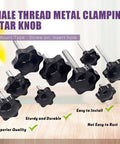 Premium M6 Hex Star Thumb Screw Assortment Kit delivers eight smooth lengths of black metal star knobs for easy installation.
