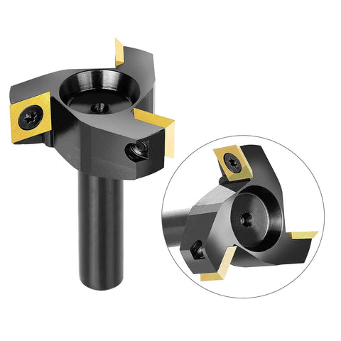 Slab Flatting Router Bit With 3 Flute Carbide Inserts For Planing And Surfacing One Half Inch Shank 2 Inch Cutting Diameter CNC