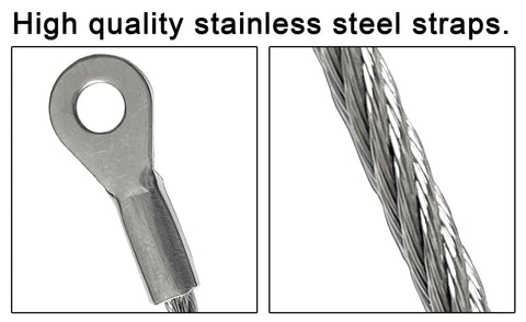 Close-up of Heavy Duty Stainless Steel No Drill Furniture Straps to Securely Anchor Bookshelves and TVs Against Tipping for Toddler Safety.