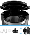 Bottom Loading Brewing Basket Stopper Kit For Coffee Makers, black replacement basket with spring, silicone pad, and stopper