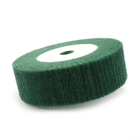 Flap Wheel For Metal Polishing And Rust Removal, 320 Grit Non Woven Nylon Disc, Abrasive Buffing Tool, 6 Inch Diameter, Green Color