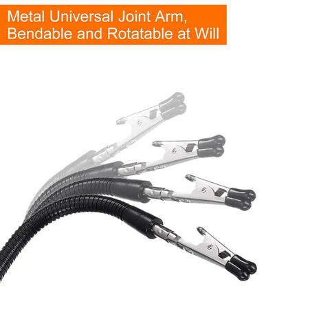 Metal gooseneck arm with rotatable alligator clip from Two Pack Soldering Helping Hands Third Hand Clamp Stand for PCB repair.