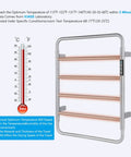 4 Bar Stainless Steel Electric Towel Warmer With Built In Timer Dual Hardwired And Plug In Wall Mount Brushed Nickel Quick Heating showing temperature gauge and 4 heating bars.