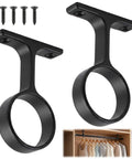 Two Packs One And A Quarter Inch Heavy Duty Closet Rod Brackets In Stainless Steel Rustproof Flange End Supports With Screws And Anchors Black