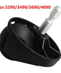 Front view: A74G Walking Wheels front wheel for Cecotec Conga 3290/3490/3690/4090; black plastic housing with metal axle