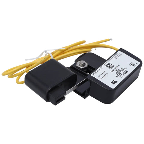 HVAC Condensate Overflow Safety Switch Pan Mount With 18 Inch Leads, 48 VAC DC, 5 Amp, Mounts To Condensate Pan To Stop Overflow When Drain Fails, Reliable Drain Safety Sensor For AC Systems, black with yellow leads