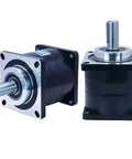 Heavy Duty 180mm Flange Planetary Gearbox Step Down Servo Reducer Featuring 35mm Input Shaft And Killer Torque Output With Slick Ratios From 4 To 1 Up To 16 To 1 Matching 3kw 4kw 5.5kw Servo Motors For Rock Solid Performance, showcasing dual gearboxes with 35mm shafts.