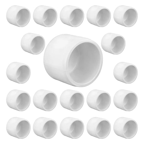 Half Inch PVC Pipe End Cap Plug Socket Adapter for furniture grade DIY shelves, garden frames, storage racks, white pack of 20 durable connectors