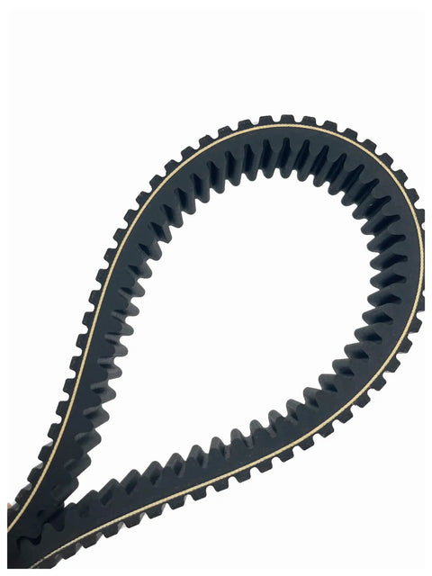 Top Tier Motorcycle V Drive Belt For Sym Maxsym 400i 2011-2015 high heat resistant design, showcasing teeth and smooth edges for power transfer.