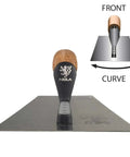 Premium Superflex Finishing Trowel 11 By 4.3 Inches With Cork Handle BiKo Grip, German Made Quality, front view and blade curve