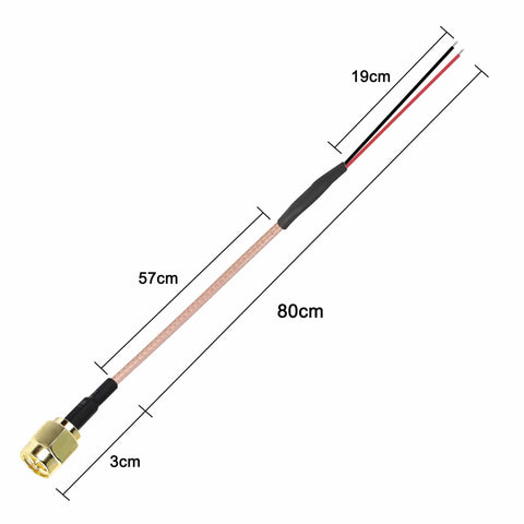 SMA Pigtail Cable Bare Wire Open End Coaxial RG316 For RF Test And Antenna Extension, PCB Welding Ready, 0.8M Each, 2 Pack, SMA Male Connectors