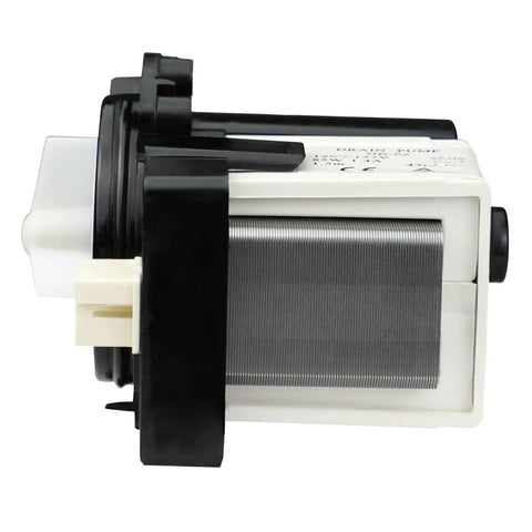 Side view of Washer Drain Pump Water Motor Assembly Replacement Part For Samsung Maytag Kenmore Exact Fit No Brainer Install