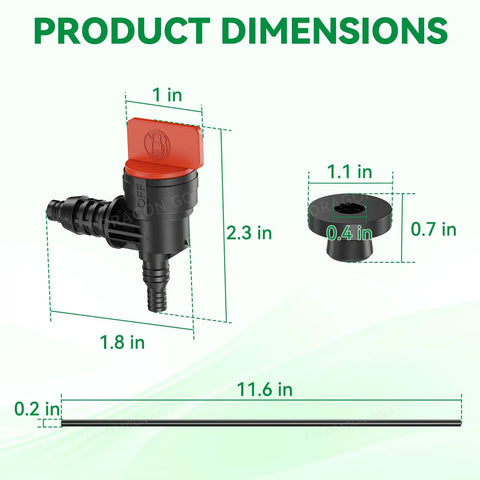Dimensions of Club Car Fuel Pickup Tube Kit With Shutoff Valve And Tank Bushing For DS And Precedent Gas Golf Carts.