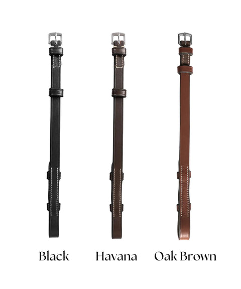 Bridle Cheek Pieces With Hook Fastening White Stitching One Half Inch Wide Havana Brown Full Size Premium Vegetable-Tanned Leather