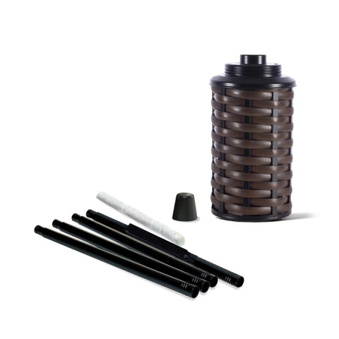 Easy Install Bali Brown 65 Inch Bamboo Wrapped Outdoor Torch Two Pack For Patio Lawn And Backyard Lighting parts view