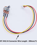 Three 1K Ohm Linear Taper Rotary Potentiometers with 3 Pin XH2.54 3P Connector and 200mm wiring, top view