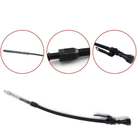Flexible Black Oil Dipstick For GM Chevy LS Engine Family LSX LS1 LS2 LS6 4.8L 5.7L 6.0L 6.2L With Teflon Lined Braided Outer Housing