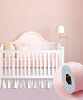 Stress Free Peel And Stick Wallpaper Roll, Removable Self Adhesive Vinyl With Thick Insulation Backing, DIY Accent Wall Glow Up For Laidback Home Vibes, Soft Pink Concrete Texture, Nine Millimeter in a nursery setting.