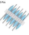 Pro Grade Ten Pc Rubber Polishing Bits For Rotary Tools With 600 Grit Silicone Buffing Wheels 6mm Diameter in packaging