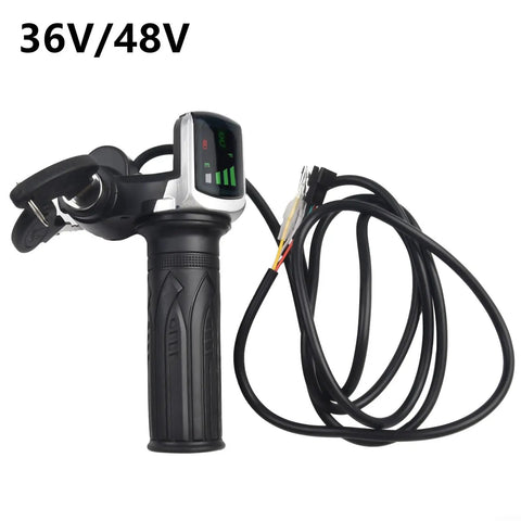 Ride-Ready E Bike Throttle With LED Display For 36V And 48V Systems, Electric Scooter Accelerator Grip With One-Button Start, 160cm cable