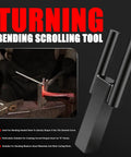 Bending scrolling tool from One Inch Blacksmith Anvil Hardy Hole Tools Set Five Piece Forging Kit with Pro Grade Hot Cut Tool