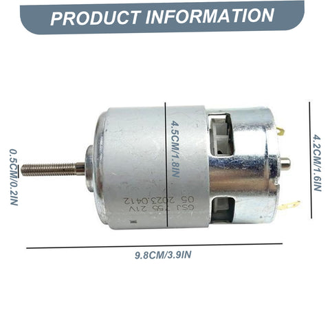 Heavy Duty 775 DC Electric Motor 21V High Torque Wear Resistant Shaft for Lawn Mowers and Power Tools, dimensions 9.8x4.5cm.