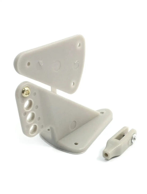 Three Piece RC Airplane Rudder Angle Set With Collet Chuck, 55x40mm Triangle Rudder For RC Aircraft, Lightweight Gray Plastic
