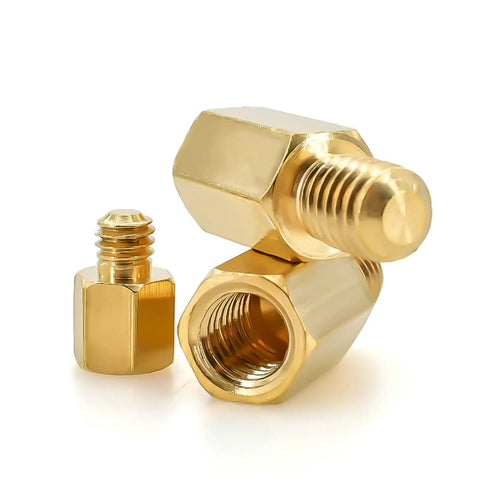 25 Pack Brass Hex Male To Female Standoff Spacers For PCB Boards And Electronics Enclosures With Dual Threaded Ends, Heavy Duty Boss Grade Pillars For Panels, Chassis And Racks, Easy Install And Reliable Spacing. Brass hex male-to-female standoff spacers