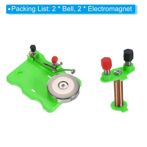 Two Pack Electromagnet Lab Kit For Electromagnetic Induction Experiments, Bell And Coil Demonstration Sets For Classroom Teaching, Durable Plastic And Metal Construction, Educational Science Projects, Green - showing bell and coil components.
