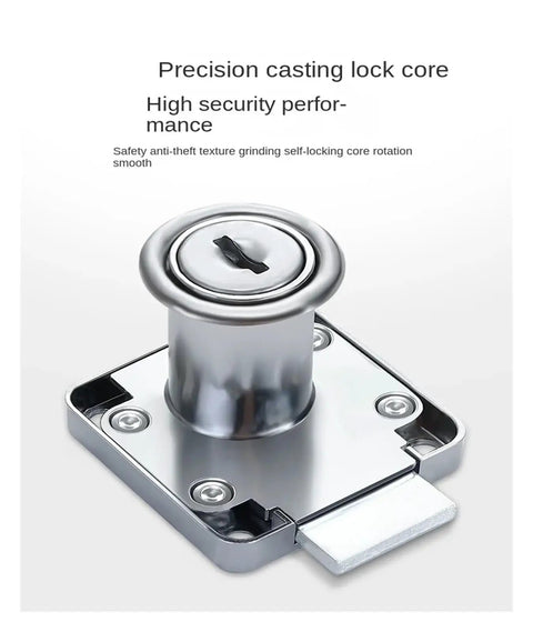 Built Tough Cylinder Drawer Lock for Cabinets and Desks Solid Security Cam Lock with Two Keys close-up, zinc alloy body